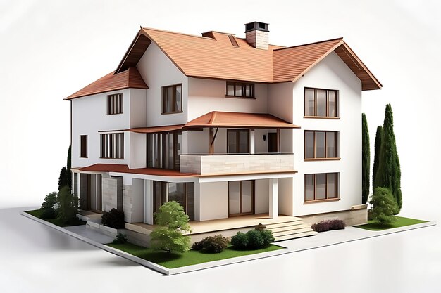 3D-вид современного дома современный дизайн интерьера
