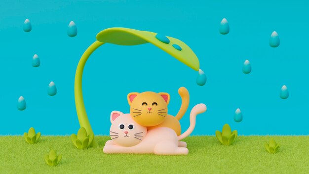 写真 愛らしいペットの猫の 3 d ビュー