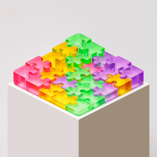 3d view of puzzle pieces