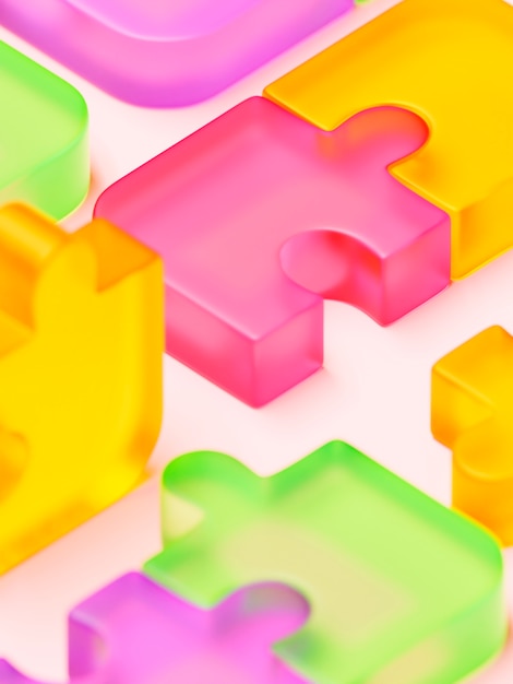 3d view of puzzle pieces