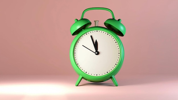 3d Vintage alarm clock pastel background with natural light that falls on the ground over time