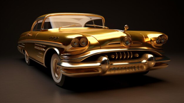 A 3d vintage car with a gold top