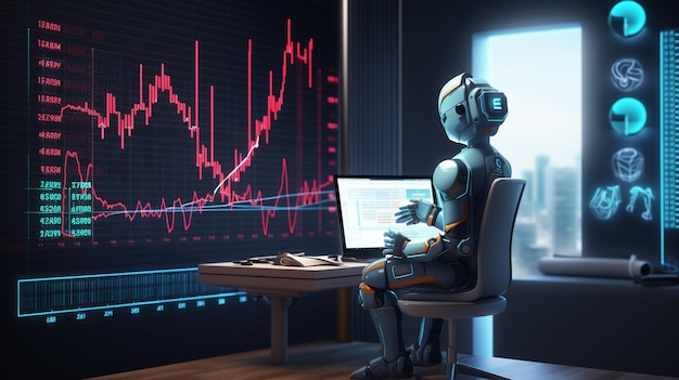 Foto 3d virtual assistant ai chatbot werkt voor bedrijfsgroei en investeringen in kunstmatige intelligentie