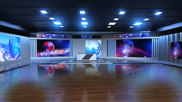 3D Virtual News Studio Achtergrond 3d illustratie