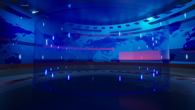 3D Virtual NewsStudioの背景3Dレンダリング