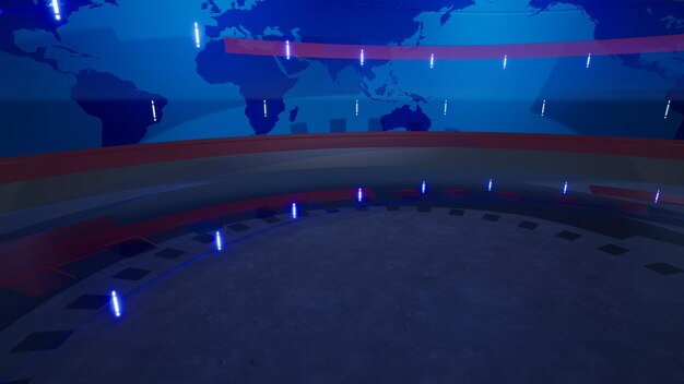 3D Virtual NewsStudioの背景3Dレンダリング