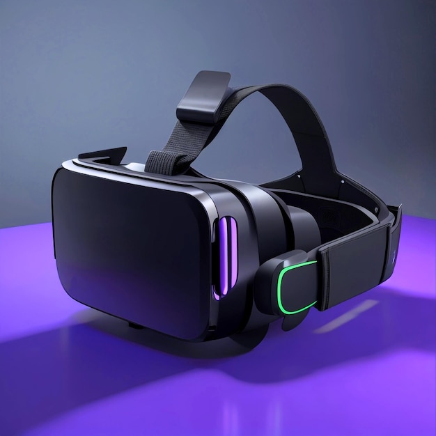 Photo 3d virtual reality glasses metaverse technology future 3d game concept neon blue black vr mockup