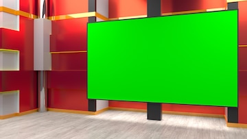 Premium Photo | 3d virtual studio tv news with green screen 3d ...