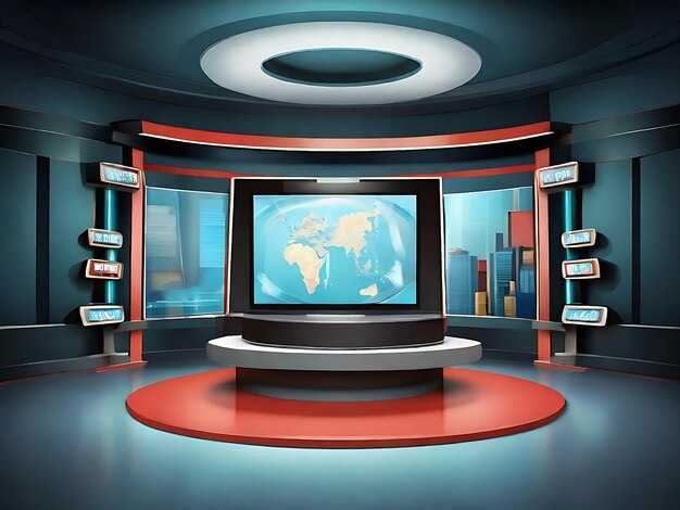 3d virtual tv studio news 3d illustration vector illustration