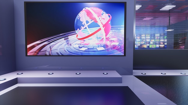 3d virtual tv studio news, 3d illustration