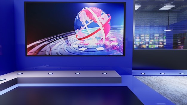 3d virtual tv studio news, 3d illustration