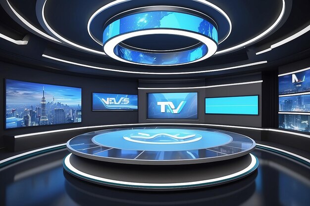 Foto studio televisivo virtuale 3d news illustrazione 3d