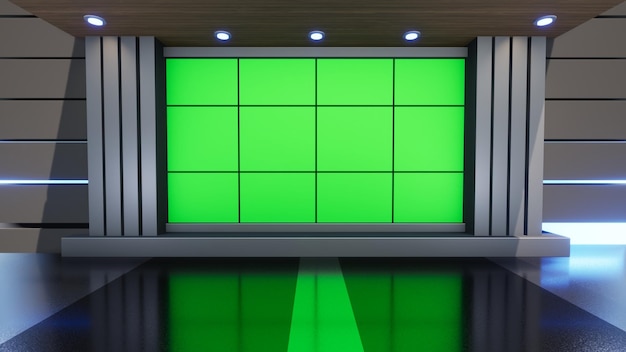 3D Virtual TV Studio News, Backdrop For TV Shows .TV On Wall.3D Virtual News Studio Background