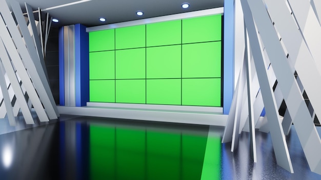 3D Virtual TV Studio News, Фон для телешоу .TV On Wall.3D Virtual News Studio Background