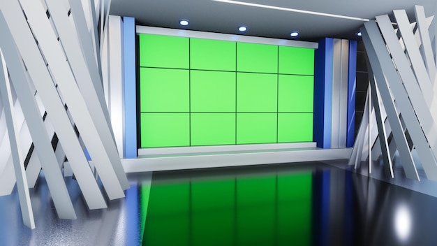 3D Virtual TV Studio News, Backdrop For TV Shows .TV On Wall.3D Virtual News Studio Background
