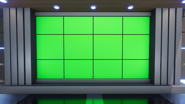 3D バーチャル TV スタジオ ニュース、テレビ番組の背景 .TV On Wall.3D バーチャル ニュース スタジオの背景