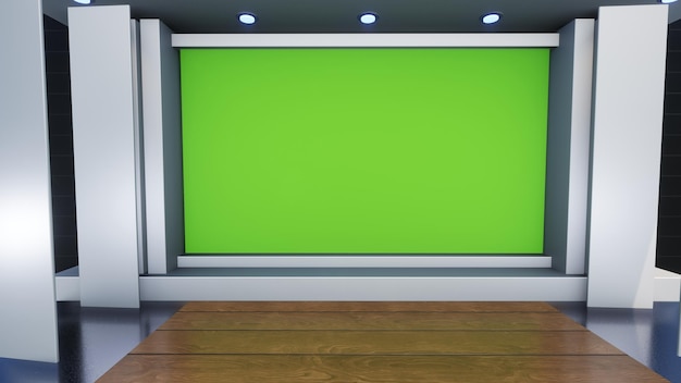 3D Virtual TV Studio News, Backdrop For TV Shows .TV On Wall.3D Virtual News Studio Background