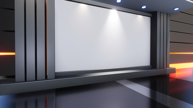 3D Virtual TV Studio News, Фон для телешоу .TV On Wall.3D Virtual News Studio Background