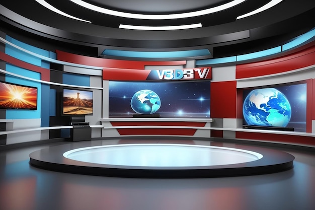 3d virtual tv studio news backdrop for tv shows tv on wall3d virtual news studio background