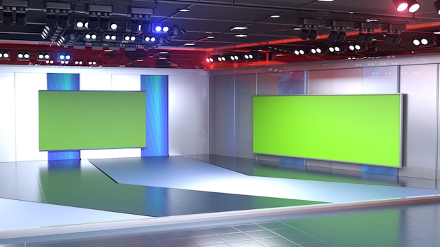 Wall3D仮想ニューススタジオの背景にテレビ番組のテレビの3D仮想テレビスタジオのニュースの背景