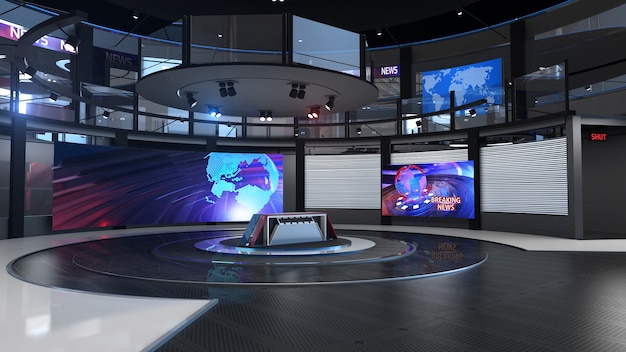 3d virtual tv studio news backdrop for tv shows tv on wall3d virtual news studio background