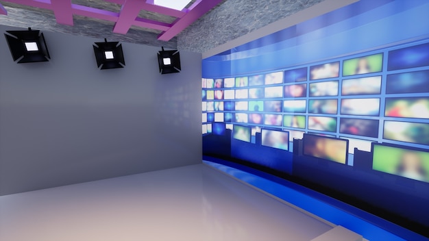 Photo 3d virtual tv studio news