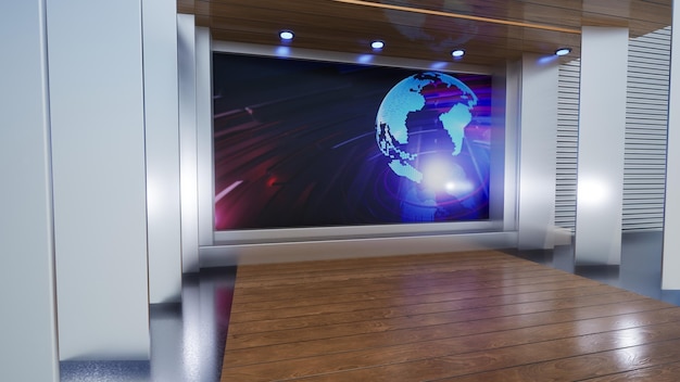 3D Virtual TV Studio Nieuws, Achtergrond Voor TV Shows. TV Op Wall.3D Virtual News Studio Achtergrond