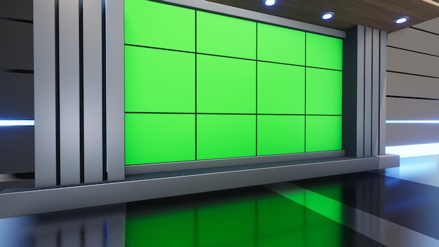 3D Virtual TV Studio Nieuws, Achtergrond Voor TV Shows. TV Op Wall.3D Virtual News Studio Achtergrond