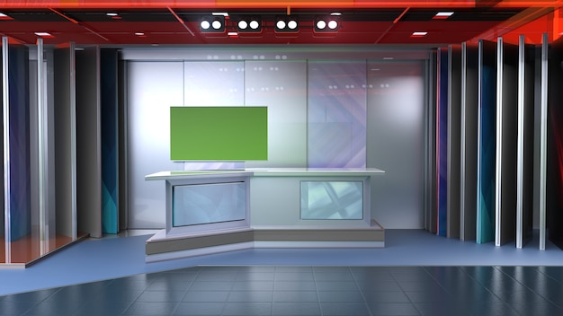 3D Virtuele TV Studio Nieuws Achtergrond Voor TV Shows TV Op Wall3D Virtuele Nieuws Studio Achtergrond