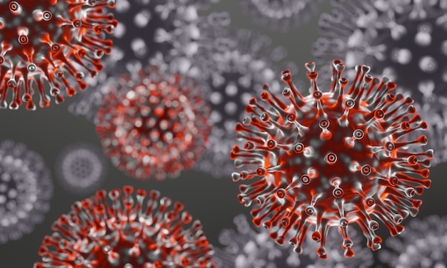 Mutazione del virus 3d microscopica pandemia covid19