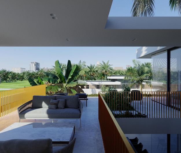 3D visualisatie van een modern huis in Dubai. luxe architectuur