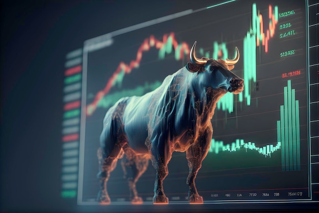 3D Visualization of a Bullish Stock Market Trend, 3d rendering illustration
