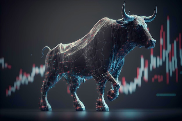 Photo 3d visualization of a bullish stock market trend, 3d rendering illustration