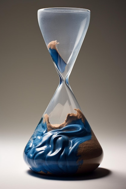 a 3D visualization of an hourglass with water instead of sand