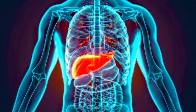 3D Visualization Illustration of Man's Pancreas Anatomy