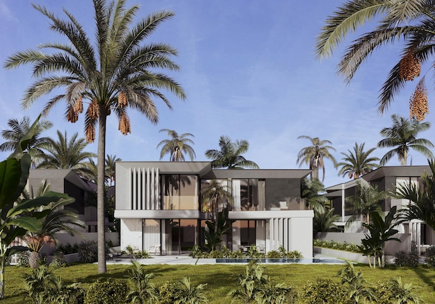 3D visualization of a modern house in Dubai. luxury architecture