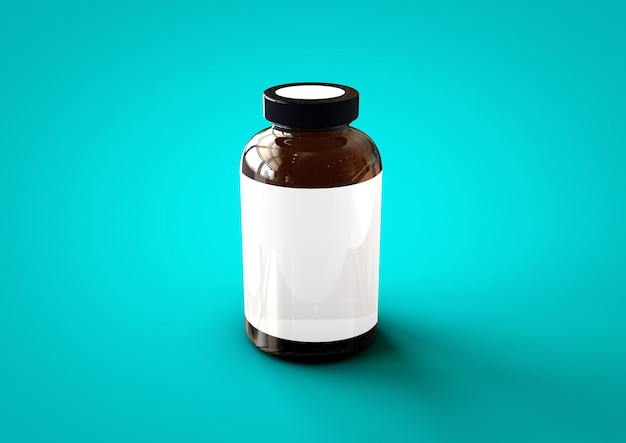 Photo 3d vitamins bottle isolated on blue toscha background suitable for your design element