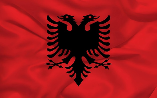 Foto 3d vlag van albanië op de achtergrond