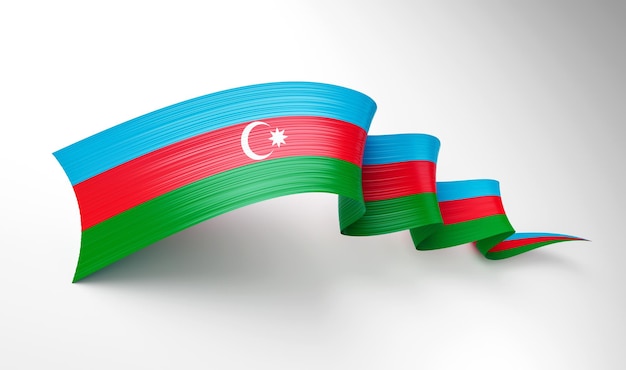 3D-vlag van Azerbeidzjan 3D glanzende golvende vlag lint geïsoleerd op witte achtergrond 3D illustratie