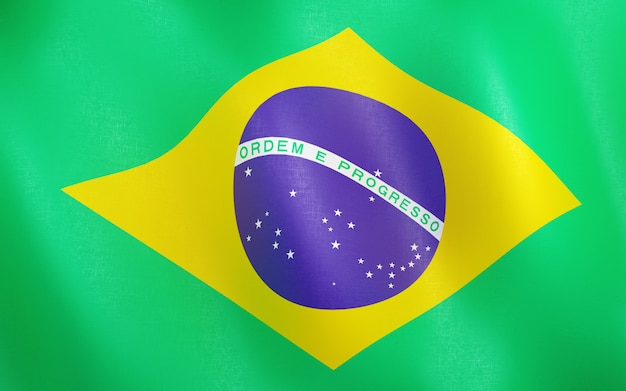 3d vlag van brazilië.