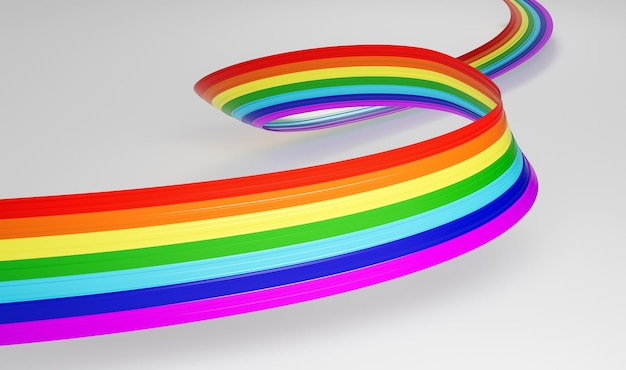 3d Vlag van de Regenboog 3d Wavy Shiny Rainbow Ribbon geïsoleerd op witte achtergrond 3d Illustratie