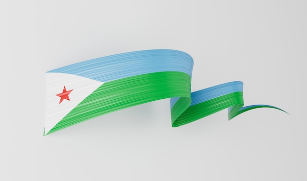 3d vlag van Djibouti 3d golvend glanzend Djibouti lint geïsoleerd op witte achtergrond 3d illustratie