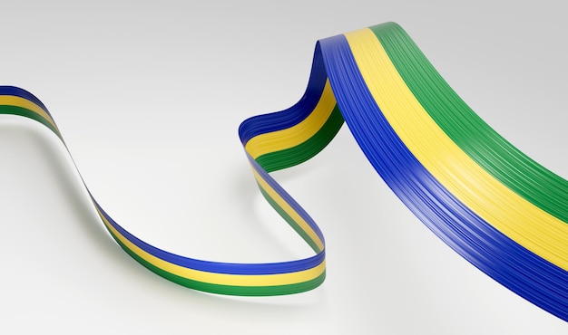 3D-vlag van Gabon 3D zwaaien lint vlag geïsoleerd op witte achtergrond 3D illustratie
