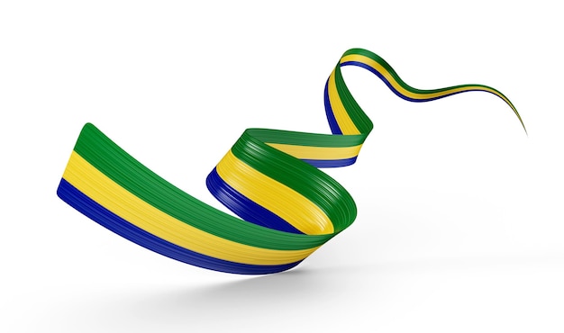 3D-vlag van Gabon 3D zwaaien lint vlag geïsoleerd op witte achtergrond 3D illustratie