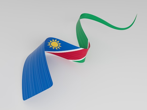 3d Vlag van Namibië Land 3d Wavy Ribbon Vlag van Namibië op witte achtergrond 3d illustratie