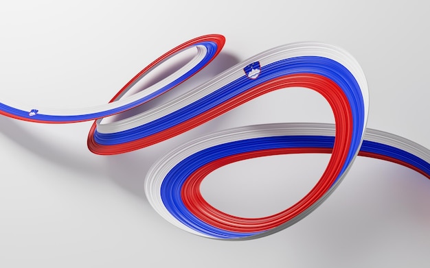 3D Vlag Van Slovenië 3D Wuivende Lint Vlag Geïsoleerd Op Een Witte Achtergrond 3D Illustratie