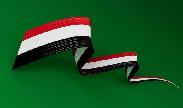 3d Vlag van Syrië Land 3d Wavy Ribbon Vlag van Syrië op groene achtergrond 3d illustratie