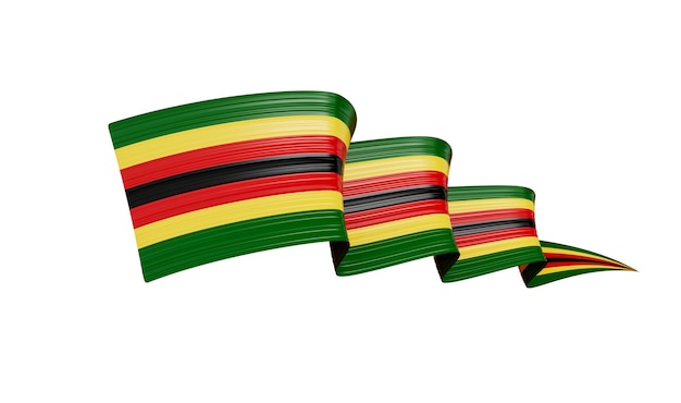 3D-vlag van Zimbabwe 3D golvend glanzend Zimbabwe lint geïsoleerd op witte achtergrond 3D illustratie