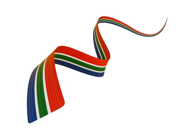 3D-vlag van Zuid-Afrika 3D zwaaien lint vlag geïsoleerd op witte achtergrond 3D illustratie