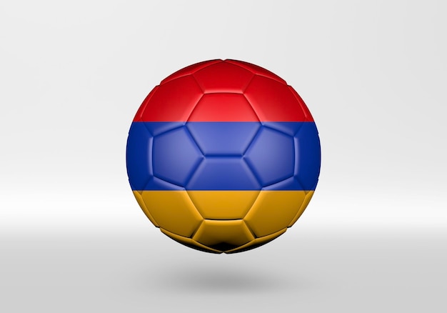 3D voetbal met de vlag van Armenië op grijze achtergrond